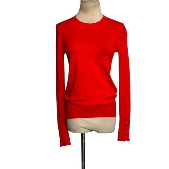 Zara bright red crew neck long sleeves sweater size Small - Picture 11 of 13